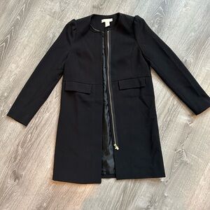 NWOT H&M Black Coat Gold Zipper Size 2